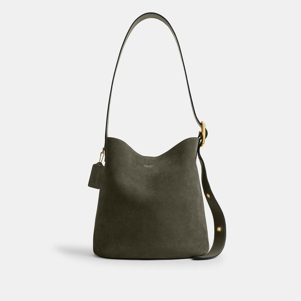 Coach 🆕 Bleecker Bucket Bag olive suede